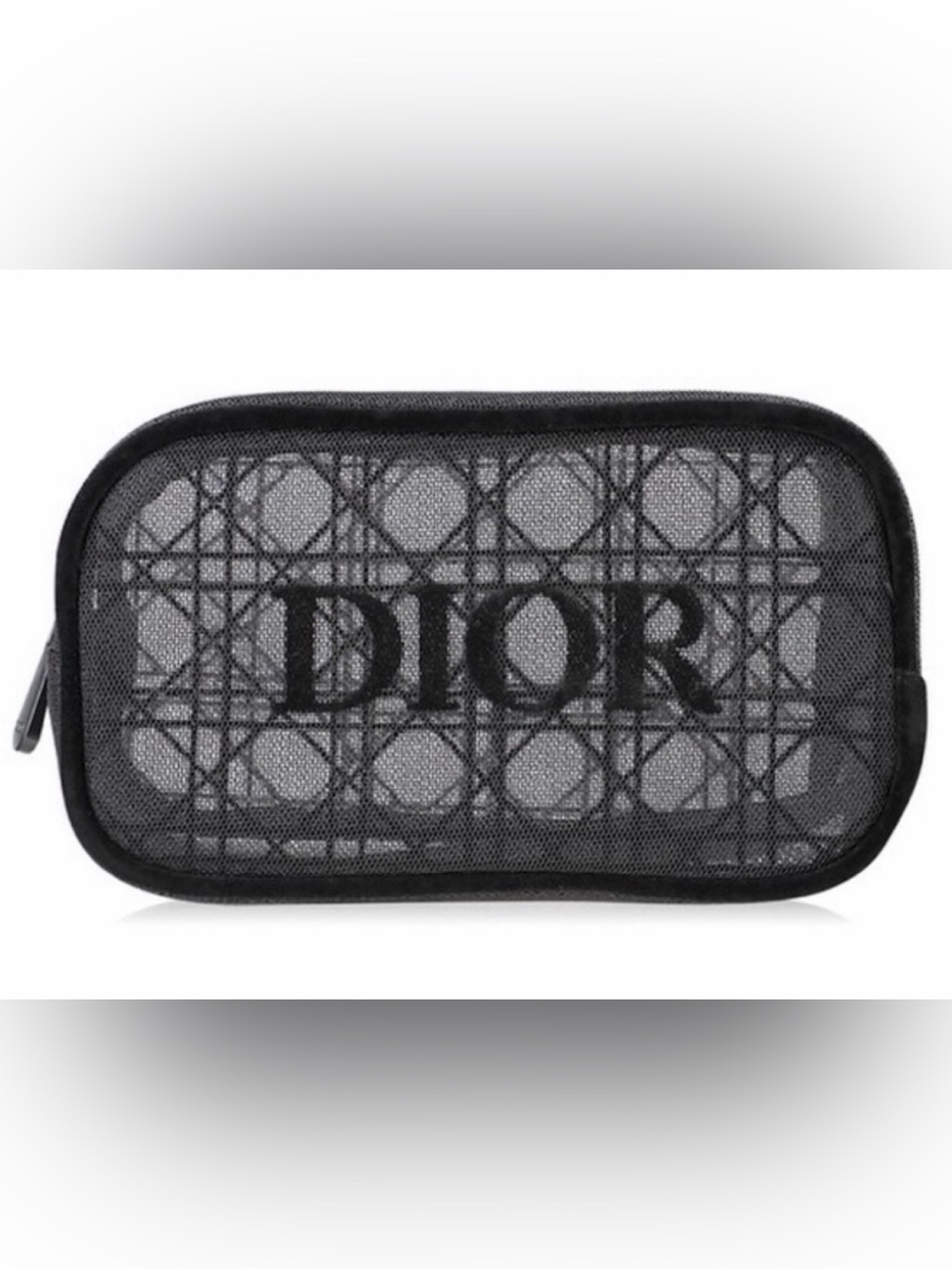 Dior Black Mesh Logo Women makeup bag